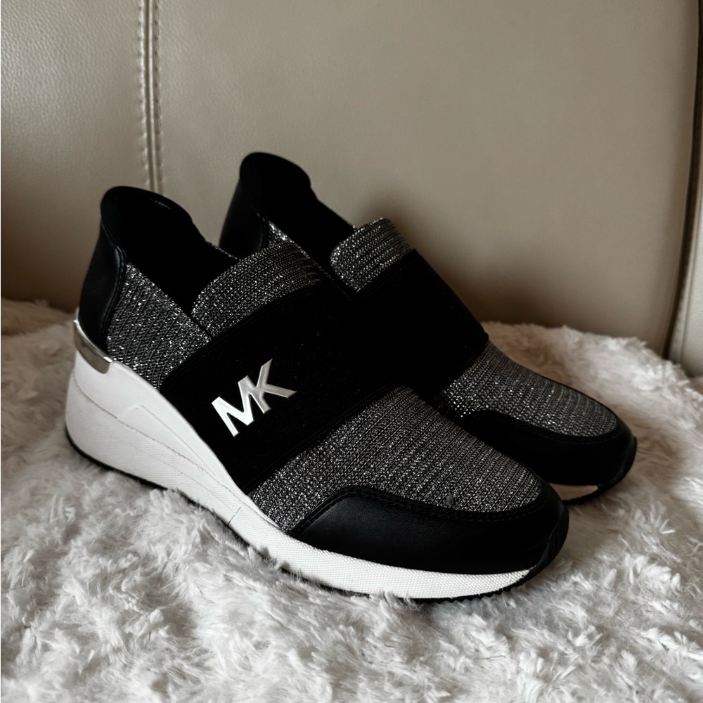 Michael Kors Black and Silver Knit Sneakers